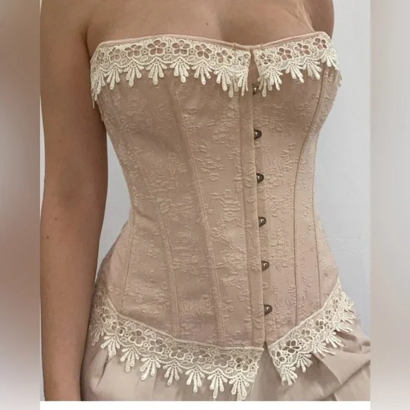 Peach & Cream  Corset Lace up Gothic Bustier - Picture 8 of 9